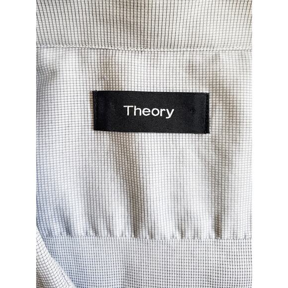 Theory Men's Cedrick Zino Graph-Check Dress Shirt Size 17L Blue - Picture 4 of 7